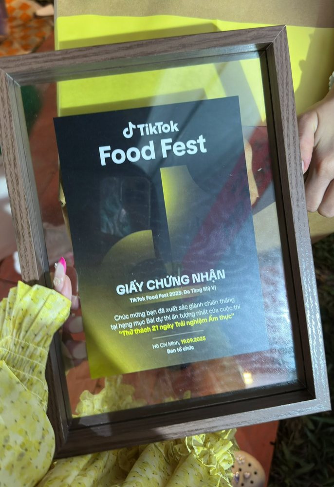 Giấy chứng nhận TikTok Food Fest 2025
